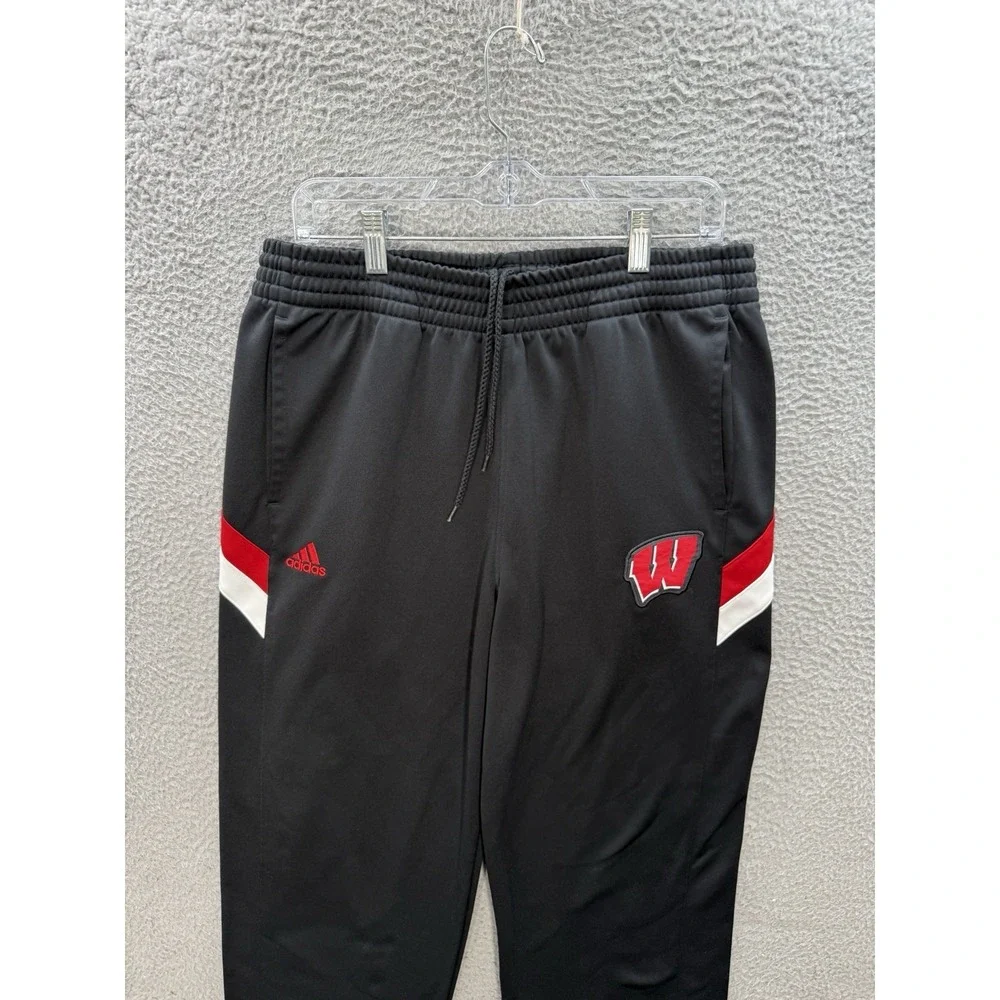 Wisconsin Badgers Track Pants Adult XL Black Adidas Sweatpants NCAA College‎
